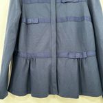 Vineyard Vines Navy Blue Snap Front Ribbon Bow Peplum Blazer Top Women's Size 10 Photo 2