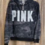 PINK - Victoria's Secret  Gray Camo Bling Rhinestone Logo Pullover Hoodie Sweater M Photo 0