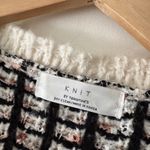 Unique Vintage Vintage Knit by Tomotom Black Brown White Plaid Chunky Knit Sweater Cardigan Photo 5