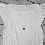 J.Crew  Vintage rib ruffle boatneck tank top Ivory S NWT‎ Photo 7