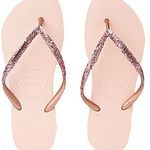 Havaianas Ballet Rose Slim Glitter Flip Flops Women's 11/12 Sandals Beach Summer Photo 0