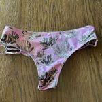 Lavender Green Tropical Palm Swim Bikini bottoms, Small Purple Photo 1
