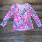 Lilly Pulitzer  Pink Blue Green Floral Long Sleeve Top Shirt Women’s Size Medium Photo 1