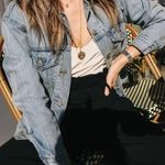 Live a Little  denim jacket women’s size Small jean light blue button pockets Photo 0