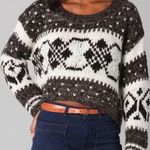 Free People  fair aisles cropped sweater long sleeve crochet knit med shirt Photo 6