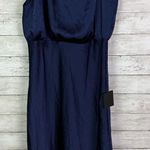 Lulus One Shoulder Halter Neck Satin Dress Navy Size XL Blue Photo 0