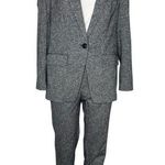 EXPRESS Pantsuit Ankle High Rise Black White Herringbone Tweed One Button Jacket Photo 0