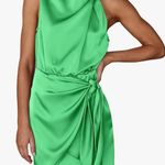 PRETTYGARDEN Women's Short Formal Satin Dress Summer Sleeveless Mock Neck Tie Waist Cocktail Photo 3