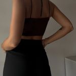 Cotton Candy LA Satin Strappy Tie Top - Brown Photo 2