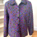 Vintage Vibrant Purple Floral Indian Block Print Quilted Jacket Size M Photo 0
