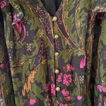 Anthropologie ett:twa Black Green Gold Floral Short Sleeve Jumpsuit Women size 4 Photo 4