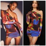 House Of CB NWOT  Dahlia Printed Cut Out Corset Mini Dress sz  S Photo 2