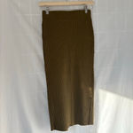 ZARA Women's  Olive Green Asymmetrical Ribbed Knit Midi Skirt S Photo 3
