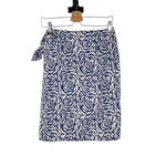 Boden Rose Printed Navy Blue White Sarong Side Tie Pencil Skirt Size US 6R Photo 4