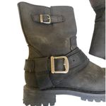 Harley Davidson Harley Scarlet Black Mid-Calf Leather Harness Zip Boot EUC Sz 6.5 Square Heel Photo 1