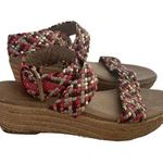 Jessica Simpson Women's Leila Pink Brown Gold Espadrille Wedge Sandals Size 8.5 Photo 0