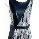 Catherine Malandrino  Peplum Jacquard Faux Leather Accent Sleeveless Top Zipper 8 Photo 0