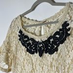 Free People Cream Lace Embroidered Sheer Peplum Top Size Small Photo 3