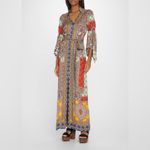 Alice + Olivia Jaylen Mix Scarf Print Handkerchief Sleeve Maxi Dress S Photo 2