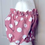 ZARA  Smocked Polka Dot linen Crop Top Off Shoulder Or On Size Small Photo 3