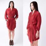 EVER • Whitmore Dress silk charmeuse wrap pleated Rubia red mini cocktail draped Size M Photo 1