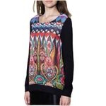 Desigual multi-color gorgeous lightweight, long sleeve top in size Small. EUC Photo 1