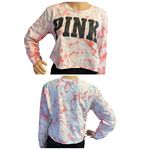 PINK - Victoria's Secret Victoria’s Secret Cropped Long Sleeve Tie Dye Shirt White Pink Blue Black Medium Photo 1
