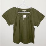 Madewell  tiered-sleeved top in moss green size S Photo 16