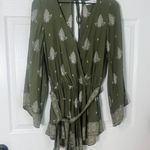 Faithfull the Brand Green Floral Long Bay Romper Photo 2