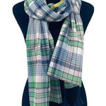 Womens‎ Woven Plaid Tassel Lightweight Scarf Multicolor Size 72” x 24” Blue Photo 0