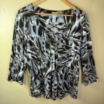 Chico's  Size 3 or US 16 Blue Black Swirl Blouse Stretchy Comfy Office Career Wear Photo 0