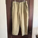 Quince | 100% Linen Relaxed Fit Tapered Ankle Pull on pants Tan Khaki | Large Photo 1