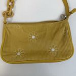 Art Class Y2K Style Mini Bag Wristlet Yellow Corduroy Purse Embroidered Flowers Cottage Photo 3