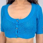 Free People New! FP Beach blue Crochet Crop Top Cardigan, women size S Photo 12