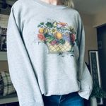 Lee Vintage  Sport Gray Sunflower Floral Bouquet Crewneck Sweatshirt Photo 1