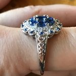 Natural Blue Sapphire Sterling Silver Cocktail Ring Photo 1