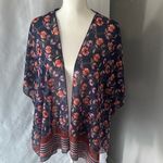 Live 4 Truth  Floral Open-Front Cardigan - Navy and Red Photo 6