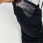 Windsor LBD Black Sheer Mesh Ruched Gathered Strappy Cowl Neck Mini Dress Photo 3