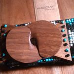 Southwestern Turquoise and White Seed Beaded Belt with Wooden Buckle Photo 5