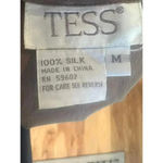 TESS short sleeve TAN BLOUSE SHOULDER PADS 100 % SILK SIZE MEDIUM Photo 5