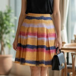 Dana Buchman  Women Silk Pleated lined pink/blue/yellow skirt size 10‎ Photo 0