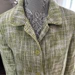 Dialogue  Olive Houndstooth Tweed Trench Coat Size 10 Photo 3