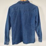Vintage Lauren Brooks Boho Floral Embroidered Denim Button Down Top Size S Blue Photo 4