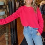 Spanx AirEssentials Crew Cerise Pink Pullover Long Sleeve Sweatshirt Top Photo 0