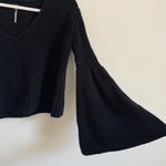Free People Damsel Black Bell Sleeve Knit Sweater Size Small Oversized Photo 4