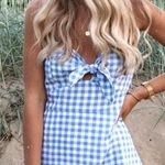 Lulus Blue Gingham Tie Dress Photo 0