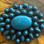 Turquoise and Bronze Belt Buckle with Striking Design Blue Photo 2
