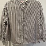 Levi's Shirt Women XS Grey Button Up Striped 100% Cotton Workwear Travel Casual Photo 0