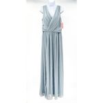 Anthropologie Dessy Collection Sleeveless Chiffon Draped V-Neck Surplice Maxi Dress Mist 2894 Photo 3