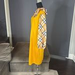 Women’s Yellow Midi Dress Mock Neck Plaid Long Sleeves and Bow Detail Size 2XL Photo 4